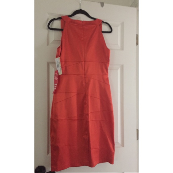 NWT Satin Orange Cocktail Dress by Sangria size 8. - Picture 2 of 3